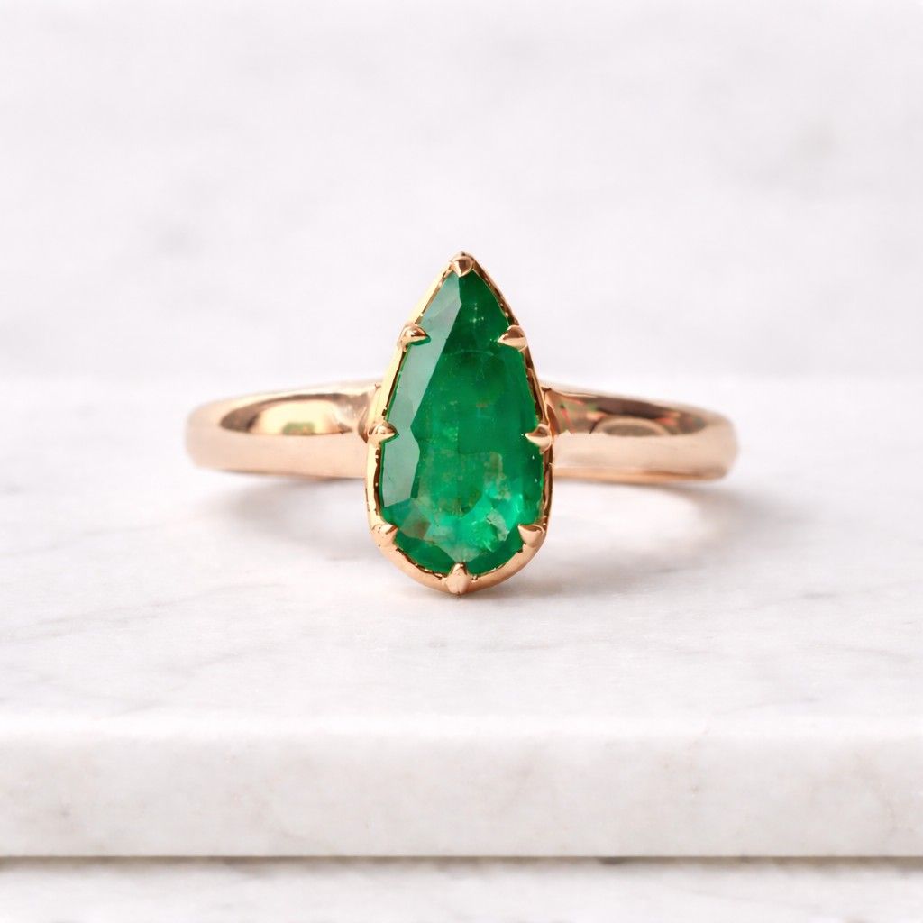 gold gemstone ring gold emerald ring gold pear ring gold prong ring luxury gold ring polished gold ring handmade gold ring custom gold ring modern gold ring dainty gold ring
