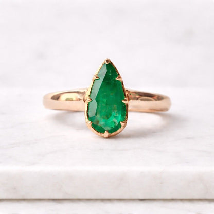 gold gemstone ring gold emerald ring gold pear ring gold prong ring luxury gold ring polished gold ring handmade gold ring custom gold ring modern gold ring dainty gold ring