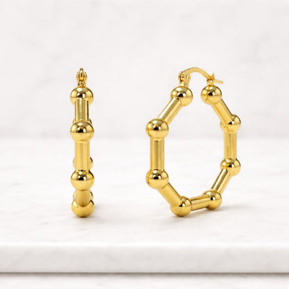 14K Solid Gold Hoop Earrings, Minimalist Gold Huggie Hoops, Classic Beaded Hoop Earrings, Everyday Handmade Jewelry, Gifts for Sister