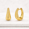 Ribbed Gold Hoop Earrings in Yellow Gold Finish for Women