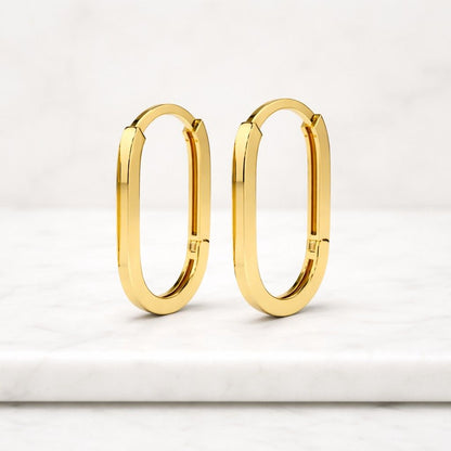 gold hoop earrings oval hoop earrings geometric earrings modern hoop earrings elongated hoops minimalist earrings sleek hoop earrings
