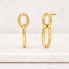 14K Yellow Gold Oval Link Drop Hoop Earrings