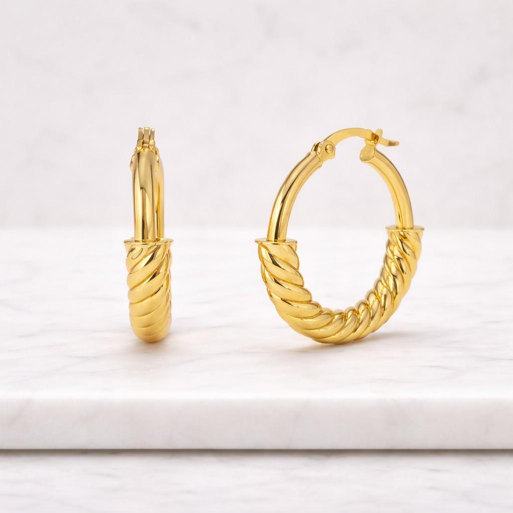 Twisted Hoop Earrings, Gold Twisted Hoops, Minimalist Hoop Earrings, Everyday Gold Hoops, Lightweight Earrings, Gift for Her