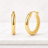 14K Yellow Gold Twist Rope Hoop Earrings