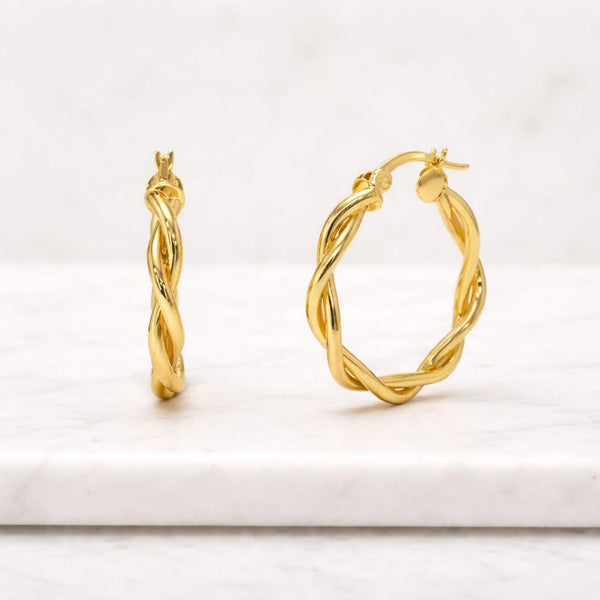 Personalized Twisted Knot Stud Earrings, 18K Gold Plated Classic Bridal Jewelry