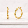 Twisted Gold Hoop Earrings in Yellow Gold Rope Huggie Hoops