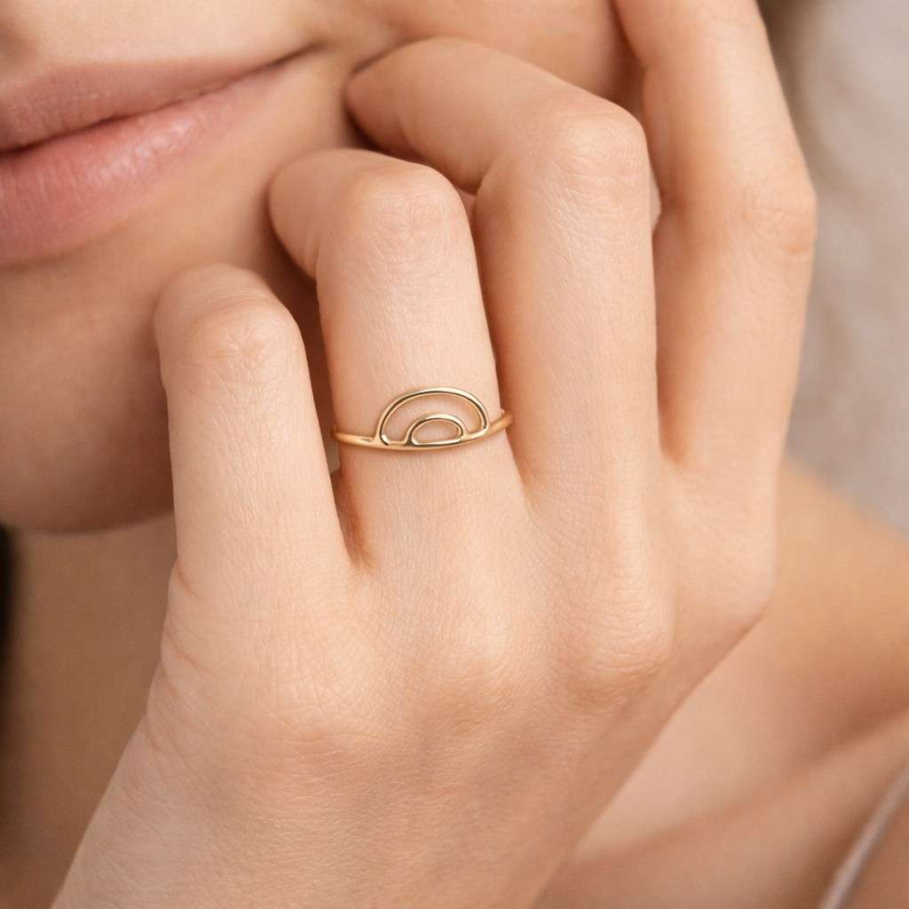 gold jewelry gold stacking ring gold minimalist ring gold fashion ring gold contour ring gold arch ring gold gift ring gold everyday ring