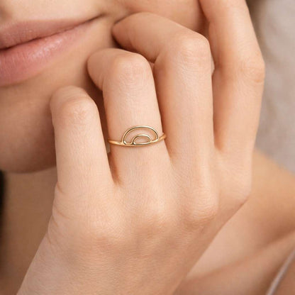 gold jewelry gold stacking ring gold minimalist ring gold fashion ring gold contour ring gold arch ring gold gift ring gold everyday ring