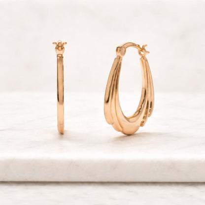 gold jewelry hoop earrings for women lightweight earrings secure hoops snap closure earrings oval hoops fashion hoops statement jewelry trendy jewelry