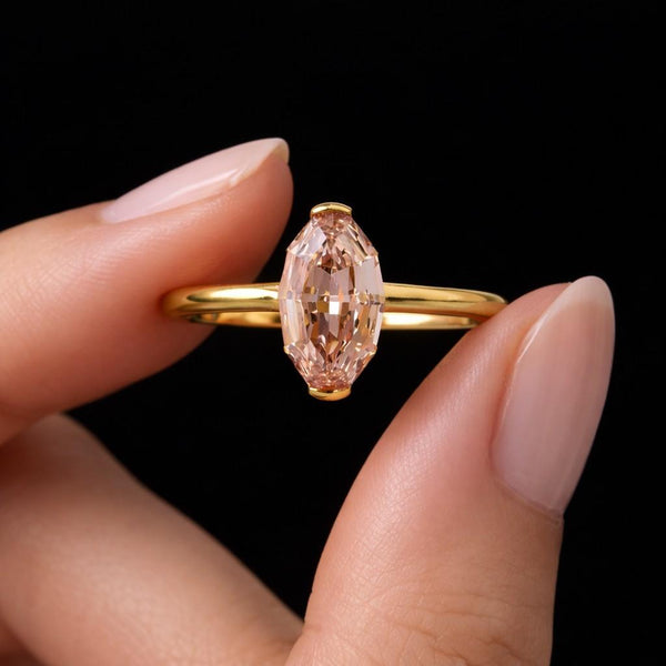 4 CT Champagne Oval Step Cut Lab Grown Diamond Engagement Ring 14K Yellow Gold Solitaire Ring Proposal Ring Anniversary Gift For Her
