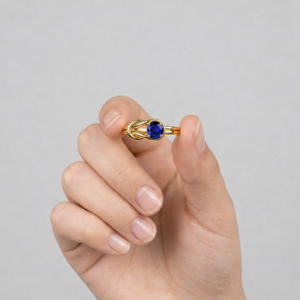 blue sapphire twist ring, 925 sterling silver ring, minimalist promise band, custom birthstone
