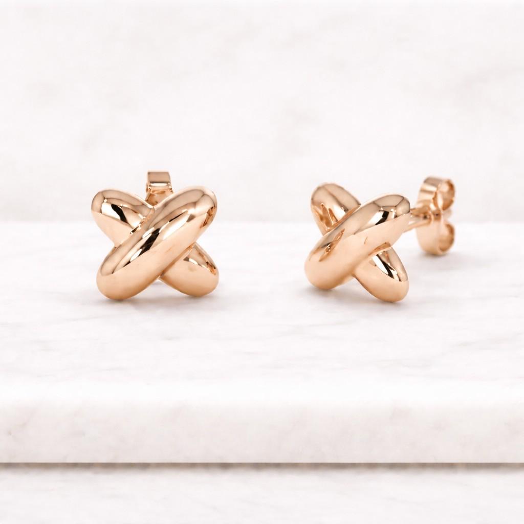 gold knot earrings x earrings crossed earrings chunky stud earrings puff earrings bold earrings statement studs modern studs minimal studs shiny earrings