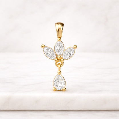 gold pendant flower pendant marquise pendant teardrop pendant dainty pendant floral pendant crystal pendant women pendant elegant pendant