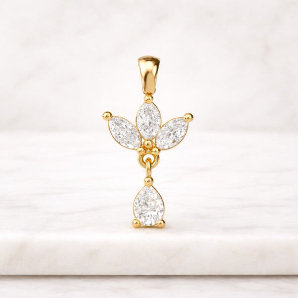 gold pendant flower pendant marquise pendant teardrop pendant dainty pendant floral pendant crystal pendant women pendant elegant pendant
