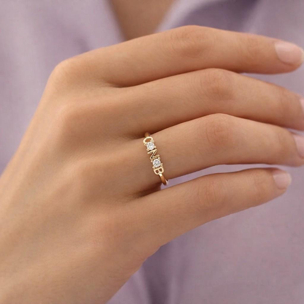 14K Solid Gold Diamond Custom Engraved Family Ring, Children Names Rings, New Mom Gift Jewelry, Mom Gift, Wife Gift, Sentimental Love Ring
