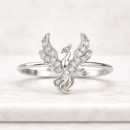 18K 14K 9K Phoenix Firebird Signet ring, Solid Gold Phoenix ring, Phoenix Rising ring, Rebirth Renewal Phoenix Jewelry, Women Men Signet
