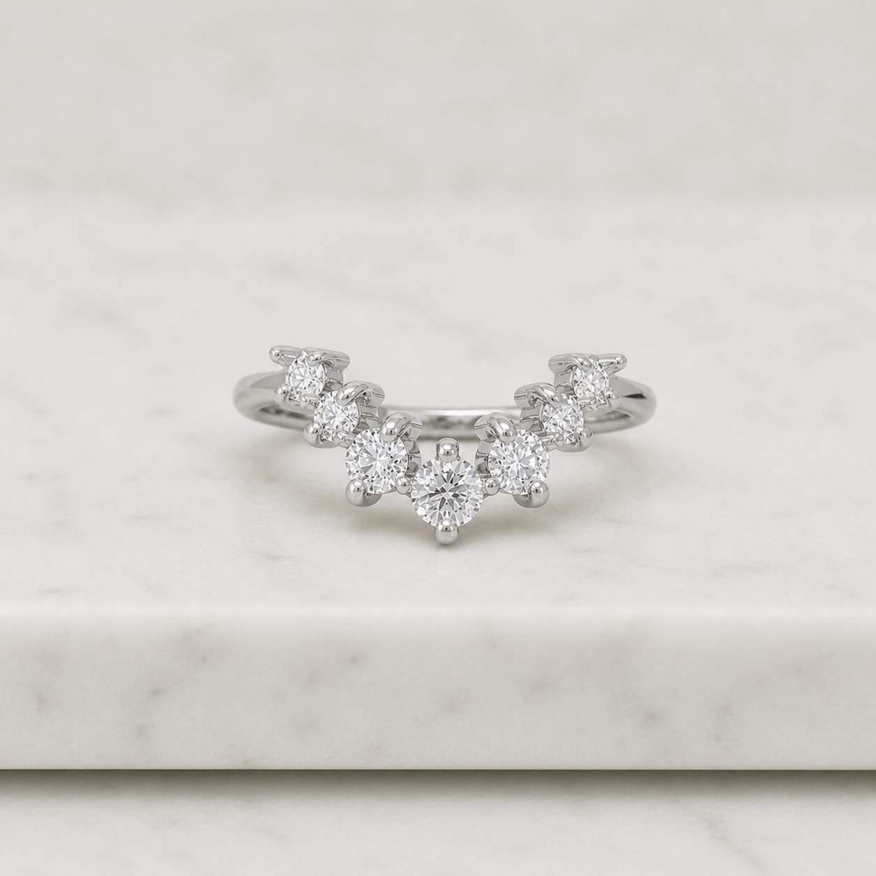 curve diamond dainty wedding band round diamond ring for engagement ring unique stackable marriage ring contour matching bridal ring women
