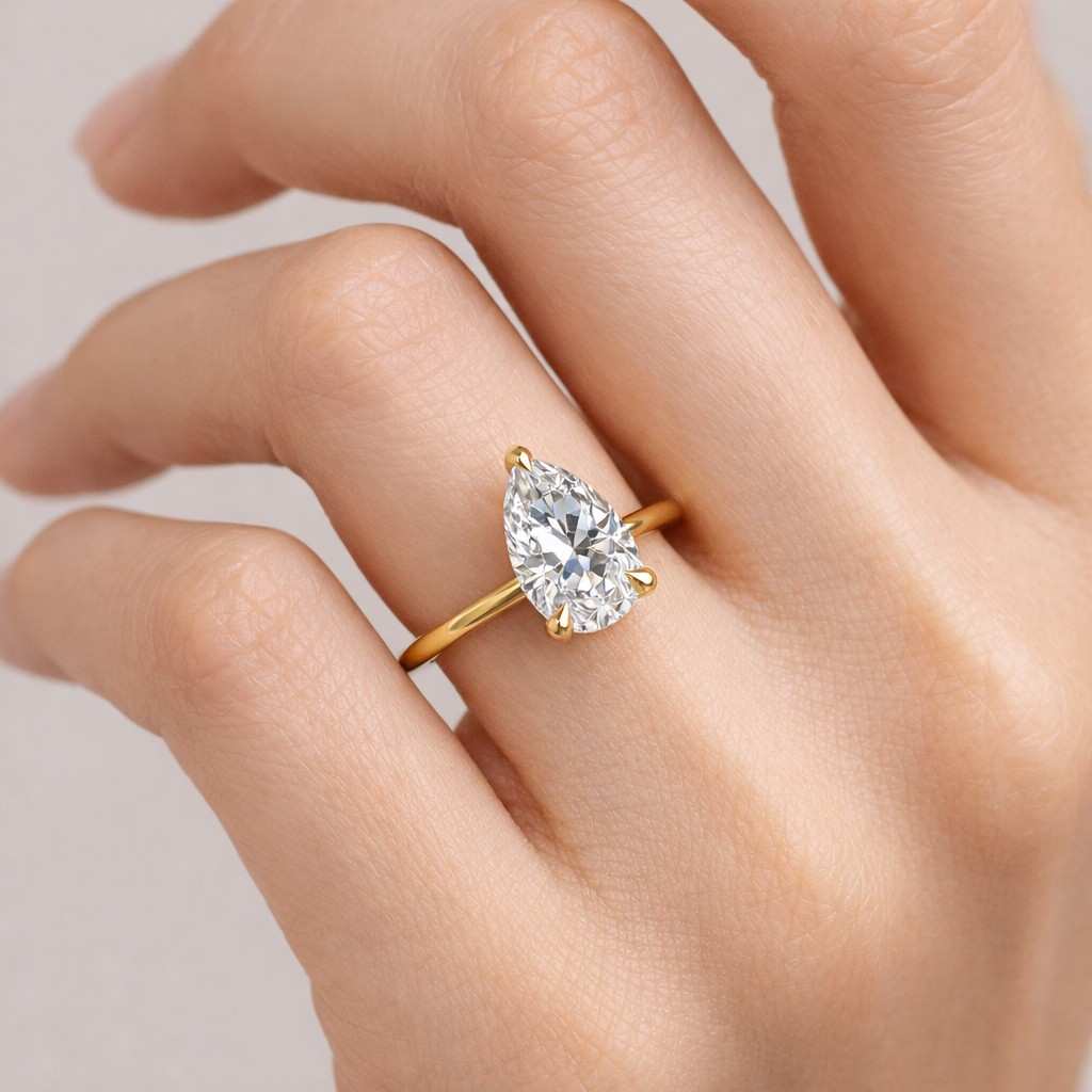 pear lab grown diamond ring 2ct pear shaped engagement ring hidden halo & pave igi certified pear cut diamond wedding anniversary ring