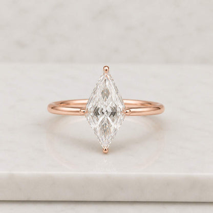 14k Solid Gold Wedding Ring, Kite Cut Moissanite Diamond Engagement Ring, Gorgeous Single Diamond Proposal Ring, Gift For Special Person.
