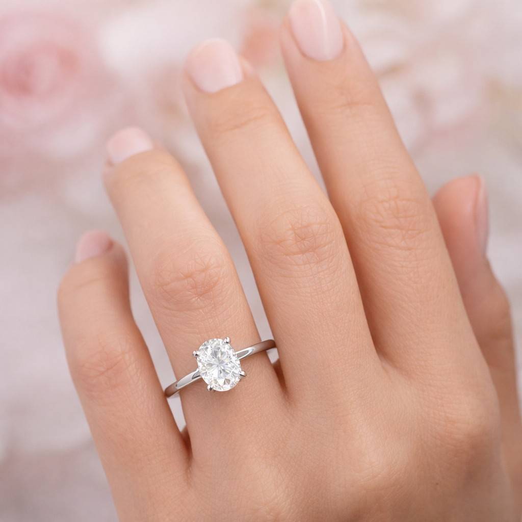 2.00 carat oval cut lab grown diamond anniversary ring | 14k yellow gold engagement ring