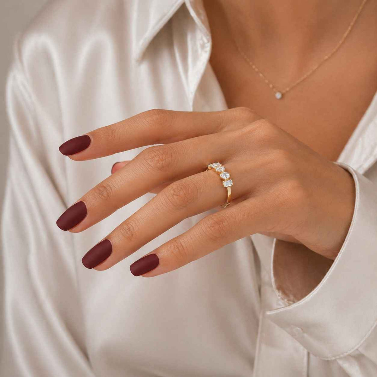 Five Stone Antique Engagement Ring, Multi Shaped Lab Grown Diamond Ring, 14K Rose gold Georgian Bezel Set Wedding Ring, Perfect Ring For Her