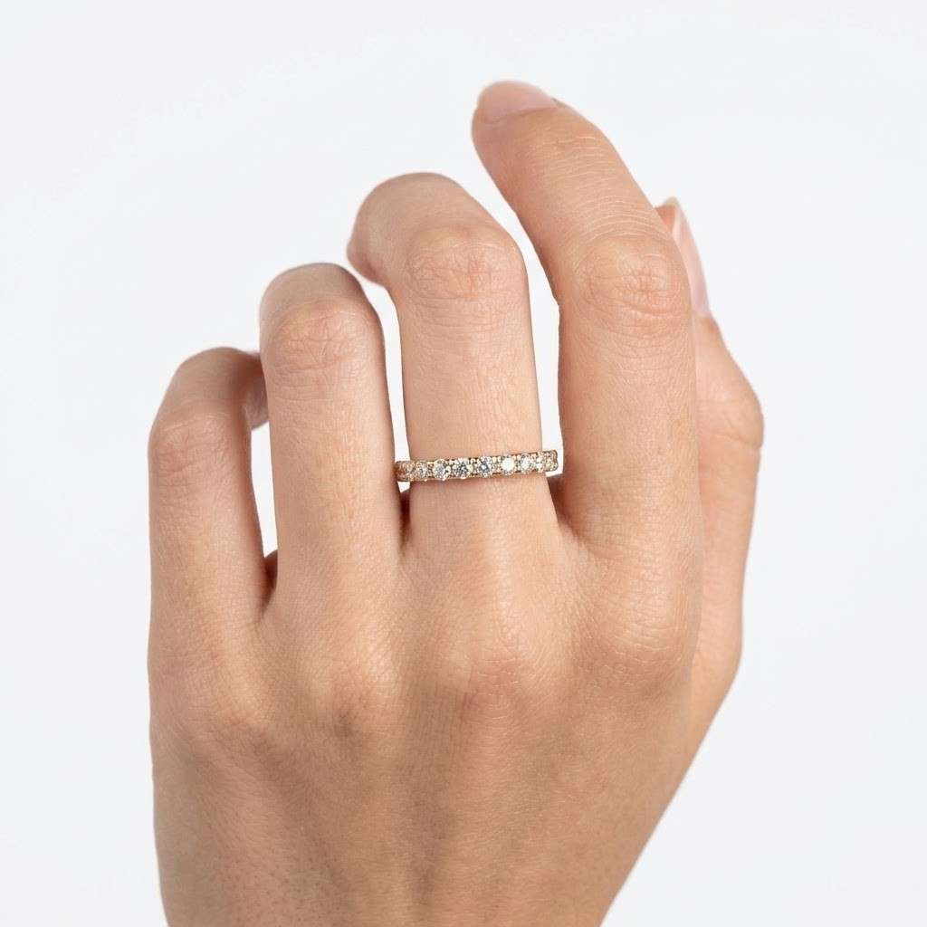 gold ring diamond band eternity ring stackable ring thin band ring wedding band dainty ring minimal ring women ring fine jewelry slim ring crystal ring pave ring half eternity everyday ring promise ring elegant ring