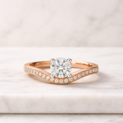 1.5ct Moissanite Round Cut Pave Band 14k Gold Engagement Anniversary Fine Jewelry