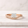 Round Cut Lab Grown Diamond Chevron Engagement Ring in 14K Yellow Gold