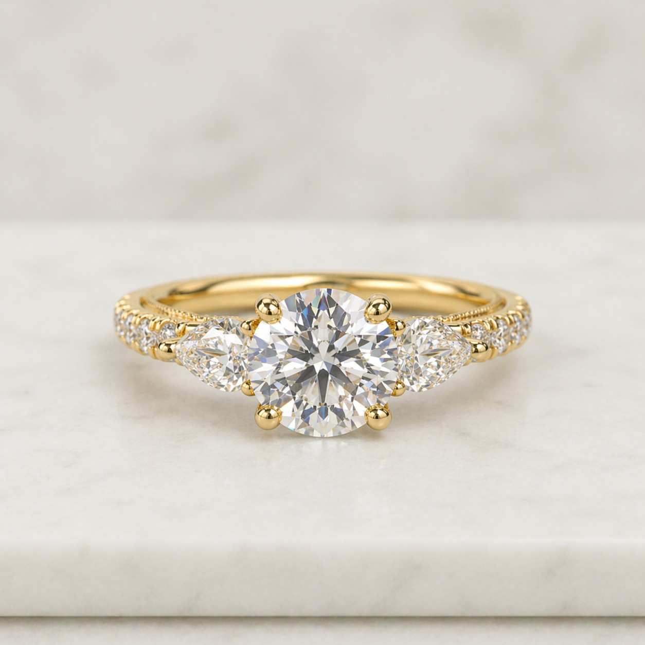 Round Diamond Engagement Ring Lab Grown Diamond Rings Unique Rings for Proposal Milgrain Art Deco Ring 0.50 to 3.00 CT Diamond Ring for Gift