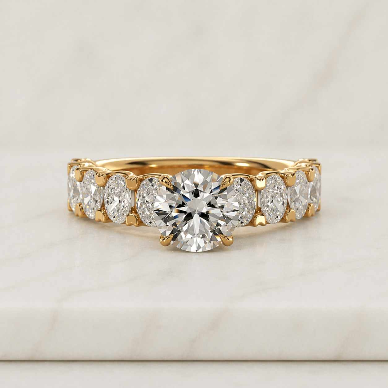 gold ring engagement ring diamond ring solitaire ring oval side stones promise ring bridal ring women ring luxury ring fine jewelry statement ring prong setting band ring eternity band