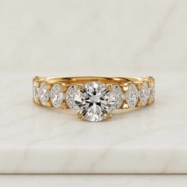 gold ring engagement ring diamond ring solitaire ring oval side stones promise ring bridal ring women ring luxury ring fine jewelry statement ring prong setting band ring eternity band