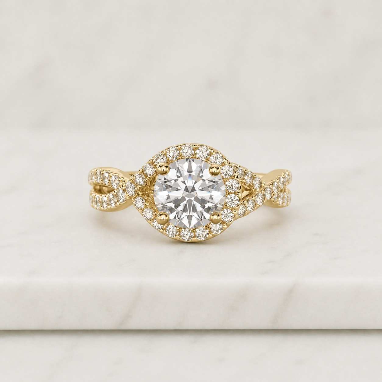 10k 14k 18k solid gold ring halo engagement ring genuine lab grown diamond ring twisted band anniversary ring white yellow rose gold rings