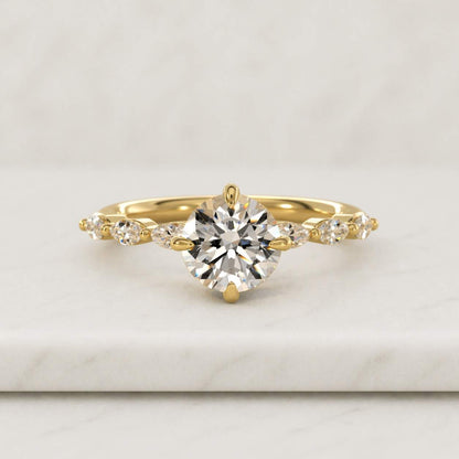 gold ring engagement ring solitaire ring round ring promise ring bridal ring women ring fine jewelry dainty ring elegant ring thin band ring stacking ring