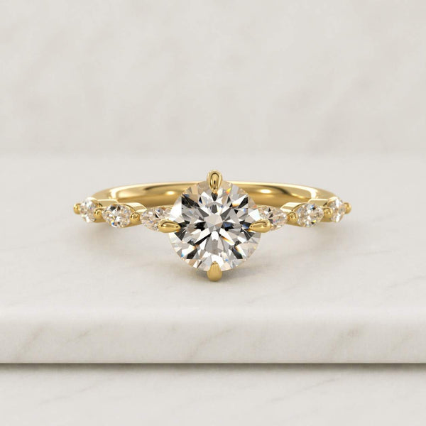 gold ring engagement ring solitaire ring round ring promise ring bridal ring women ring fine jewelry dainty ring elegant ring thin band ring stacking ring