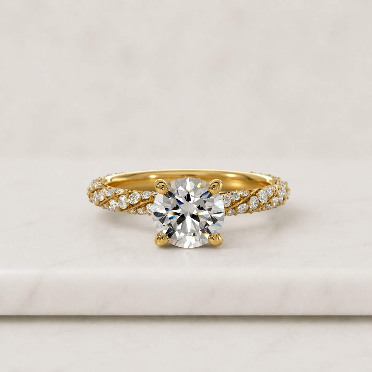 round lab grown diamond engagement ring, lab created diamond wedding ring, diamond anniversary ring for wife, comfort fit twisted band gift