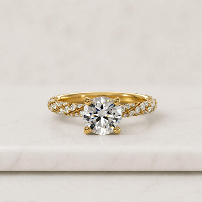 Round Lab Grown Diamond Engagement Ring, Lab Created Diamond Wedding Ring, Diamond Anniversary Ring for Wife, Comfort Fit Twisted Band Gift