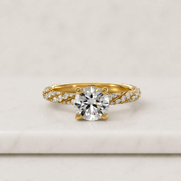Round Lab Grown Diamond Engagement Ring, Lab Created Diamond Wedding Ring, Diamond Anniversary Ring for Wife, Comfort Fit Twisted Band Gift