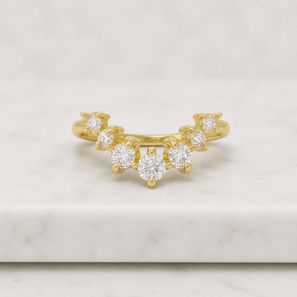 Unique Diamond Statement Ring Graduating Diamond Cuff Ring Trendy Lab Diamond Ring Lab Grown Diamond Ring for Women Yellow White Rose Gold