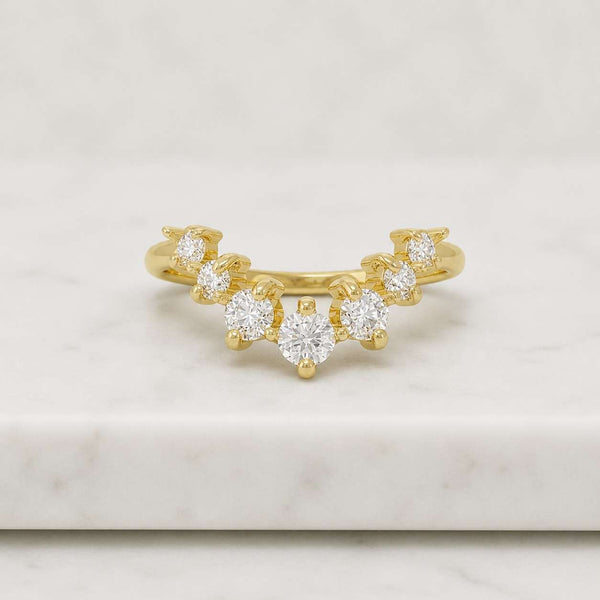 Unique Diamond Statement Ring Graduating Diamond Cuff Ring Trendy Lab Diamond Ring Lab Grown Diamond Ring for Women Yellow White Rose Gold