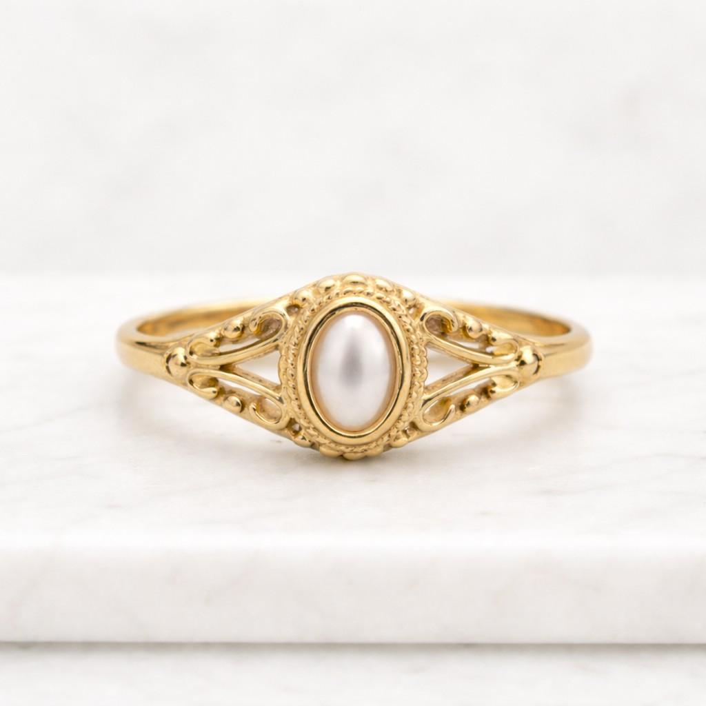 mother of pearl ring · statement ring · gold filled ring · gold ring pearl · filigree ring · white ring · bridal ring · solid gold rings