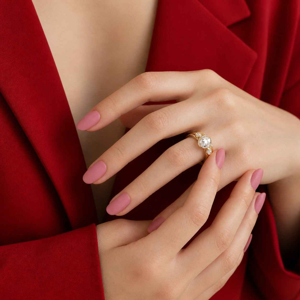 round cut diamond engagement 3 stone ring, igi certified, lab grown diamond engagement ring, proposal diamond ring, promise ring for her