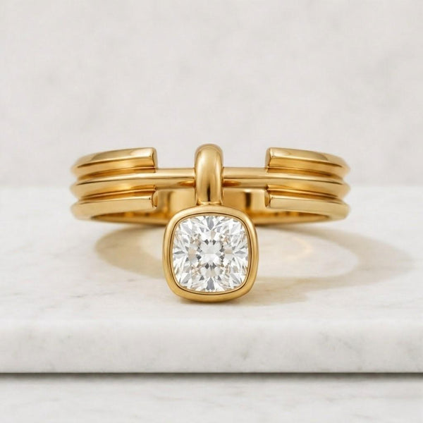 gold ring solitaire ring bezel ring cushion ring statement ring stackable ring open ring modern ring designer ring unique ring womens ring fine jewelry luxury ring band ring gemstone ring