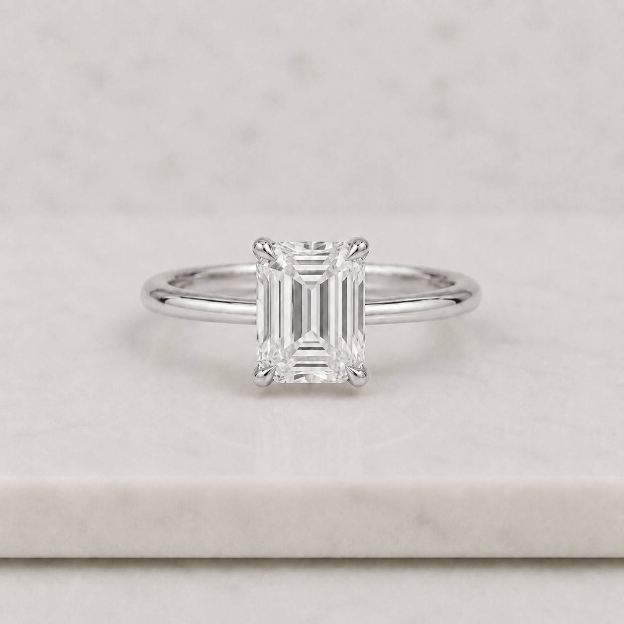 2.5 ct emerald cut colorless moissanite engagement ring, solid 14k yellow gold ring, moissanite solitaire wedding ring, promise ring
