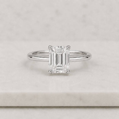 2.5 CT Emerald Cut Colorless Moissanite Engagement Ring, Solid 14K Yellow Gold Ring, Moissanite Solitaire Wedding Ring, Promise Ring
