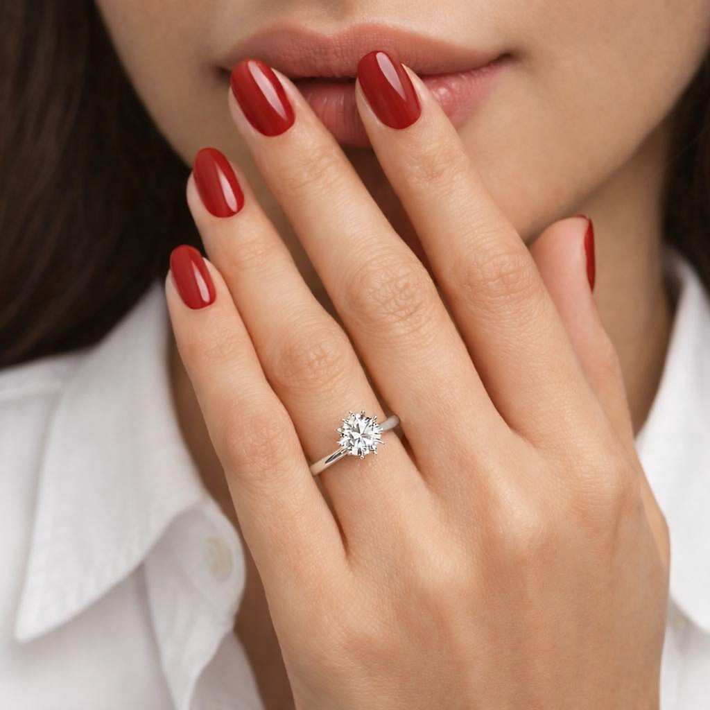 Crown Setting Style Six Prong Solitaire Ring Round Cut Moissanite Engagement Ring Women's Wedding Ring For Her 14k Solid Yellow Gold 2.00ctw
