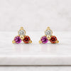 Multi Birthstone Stud Earrings In Yellow Gold