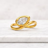 Pear Cut Lab Grown Diamond Bezel Set Wavy Band Ring