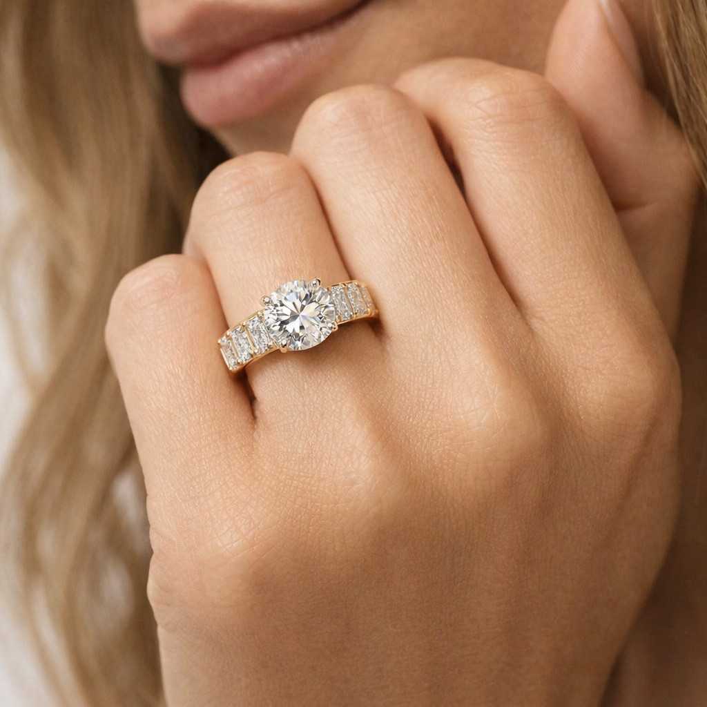 1.5ct Moissanite Round Cut Pave Band 14k Gold Engagement Anniversary Fine Jewelry
