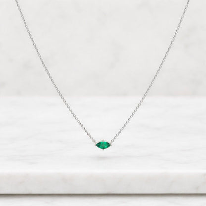 green necklace marquise necklace solitaire necklace tiny necklace dainty necklace minimalist necklace simple necklace everyday necklace