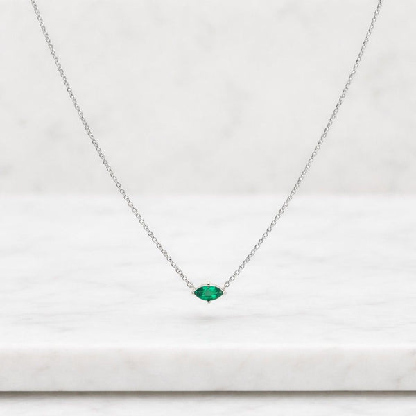 green necklace marquise necklace solitaire necklace tiny necklace dainty necklace minimalist necklace simple necklace everyday necklace